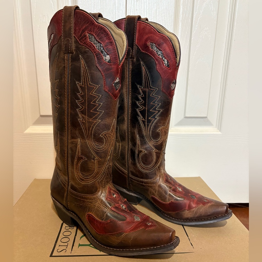 Smoky Mountain Cowboy Boots. Vienna. Distressed Brown/Red. Size 7. Excellent! - Picture 2 of 8